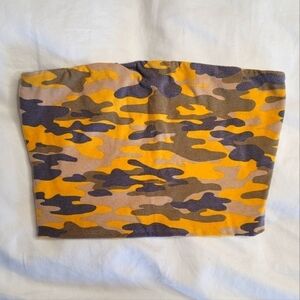 Urban Camo Yellow Bandeau Crop Top